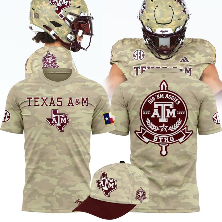 Texas A&amp;M Aggies Honor &amp; Support Camo T-Shirt