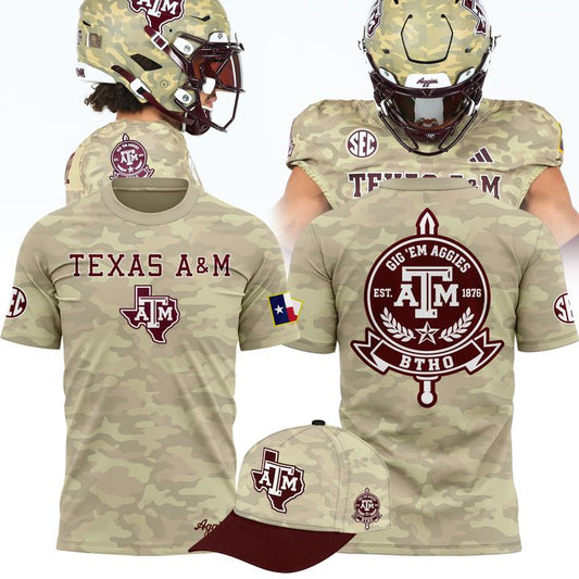 Texas A&amp;M Aggies Honor &amp; Support Camo T-Shirt