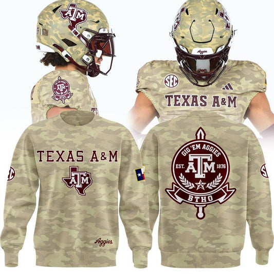 Texas A&amp;M Aggies Honor &amp; Support Camo Sweatshirt