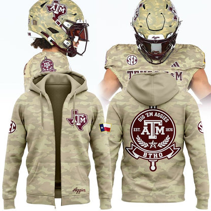 Texas A&amp;M Aggies Honor &amp; Support Camo Zip Hoodie