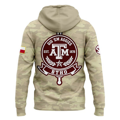 Texas A&amp;M Aggies Honor &amp; Support Camo Zip Hoodie