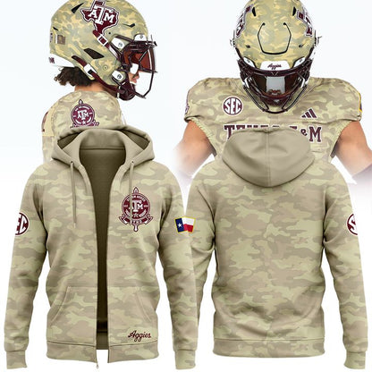 1. Texas A&amp;M Aggies Honor &amp; Support Camo Zip Hoodie