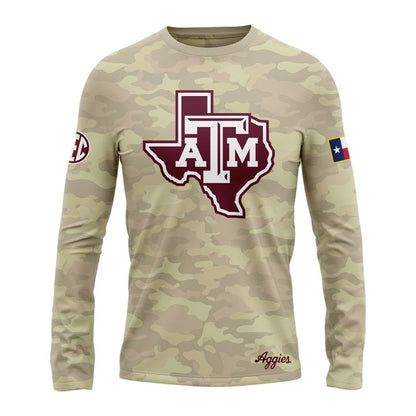 1. Texas A&amp;M Aggies Honor &amp; Support Camo Long Tee