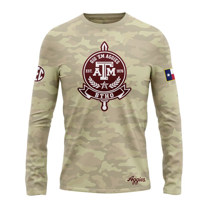 2. Texas A&amp;M Aggies Honor &amp; Support Camo Long Tee