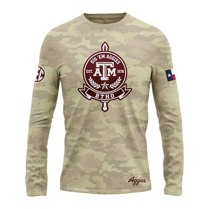 2. Texas A&amp;M Aggies Honor &amp; Support Camo Long Tee