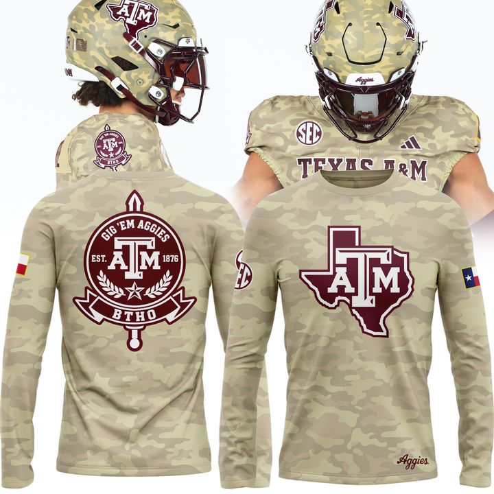 3. Texas A&amp;M Aggies Honor &amp; Support Camo Long Tee