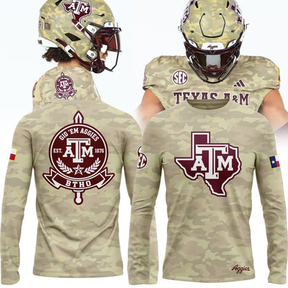 3. Texas A&amp;M Aggies Honor &amp; Support Camo Long Tee