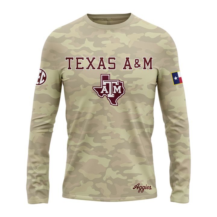 4. Texas A&amp;M Aggies Honor &amp; Support Camo Long Tee