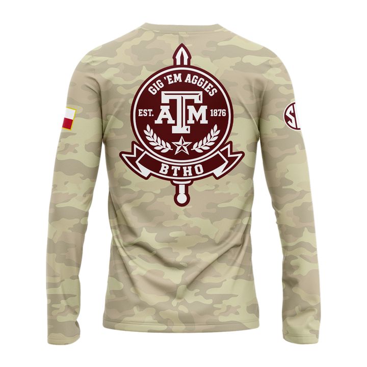 4. Texas A&amp;M Aggies Honor &amp; Support Camo Long Tee