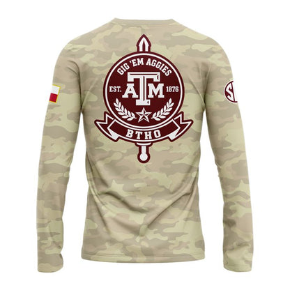 4. Texas A&amp;M Aggies Honor &amp; Support Camo Long Tee