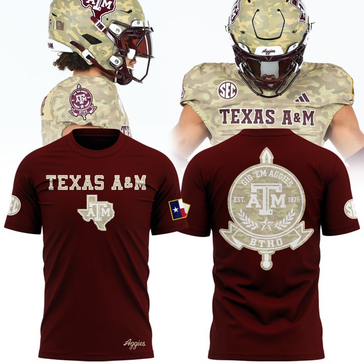 Texas A&amp;M Aggies Honor &amp; Support Camo Logo T-Shirt
