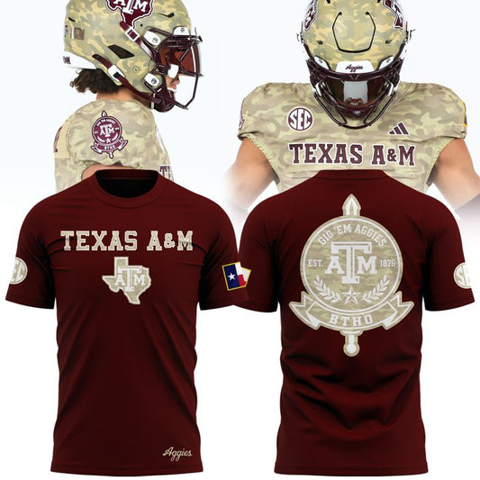 Texas A&amp;M Aggies Honor &amp; Support Camo Logo T-Shirt