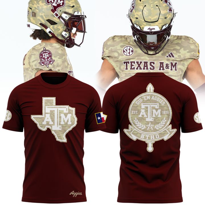 1. Texas A&amp;M Aggies Honor &amp; Support Camo Logo T-Shirt