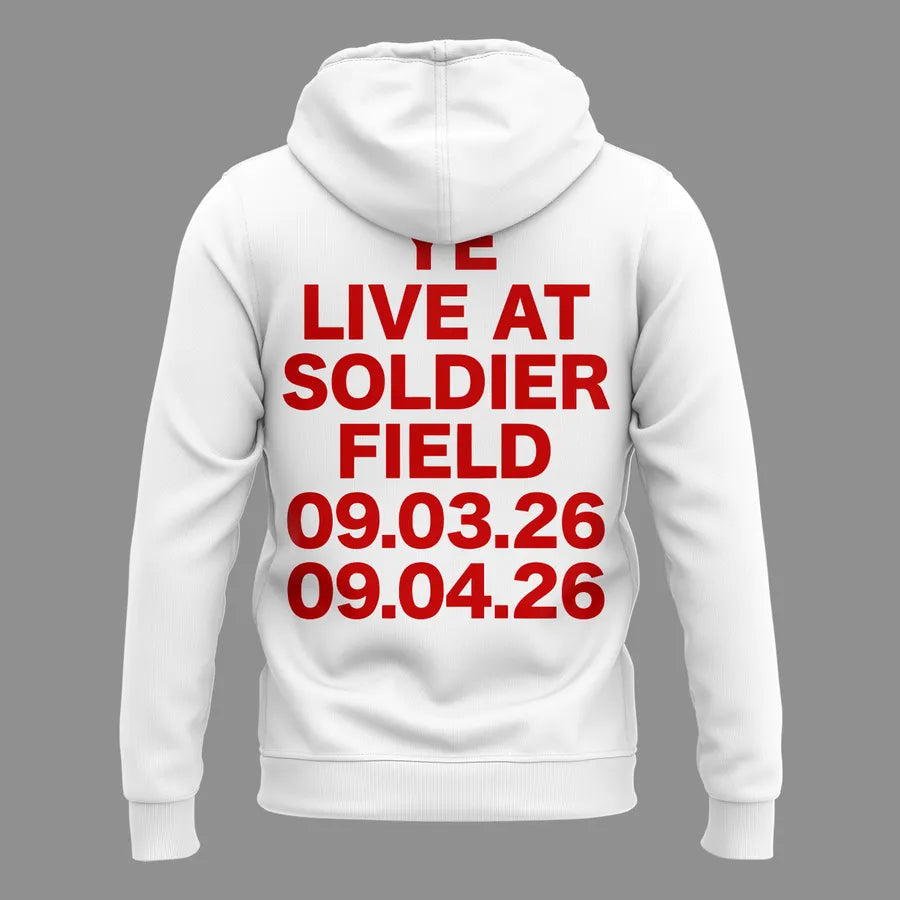 YE LIVE AT SOLDIER FIELD HOODIE (WHITE)-2026 Ye Live Concert Tour