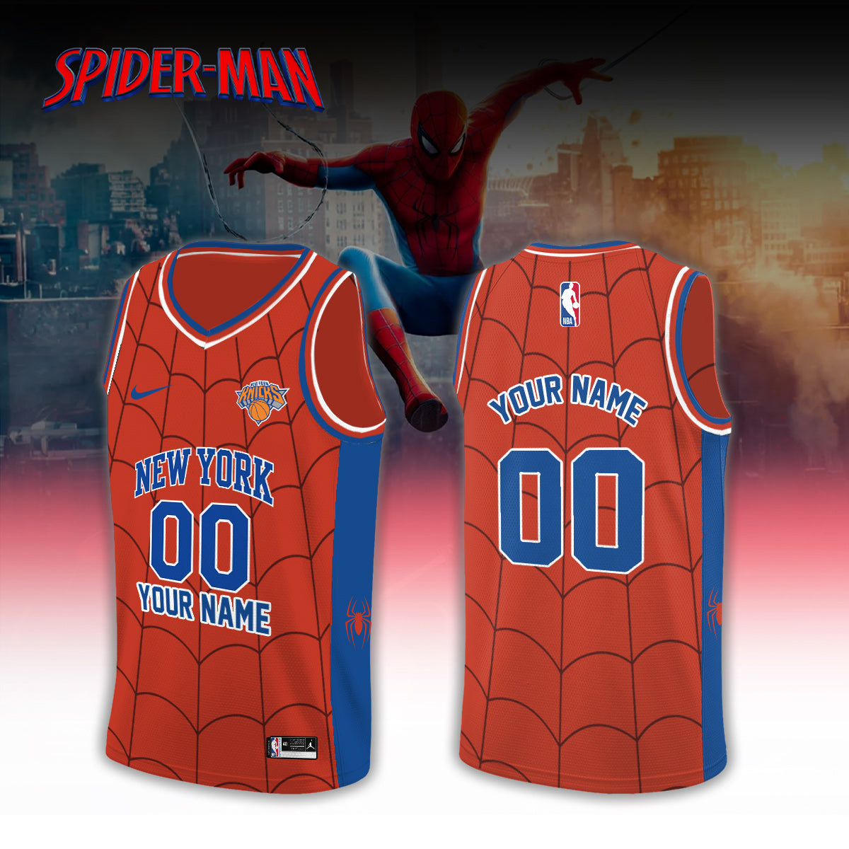 ,   NBA Knicks x Spider Man 2026 Edition Custom Jersey Basketball for Fans V2