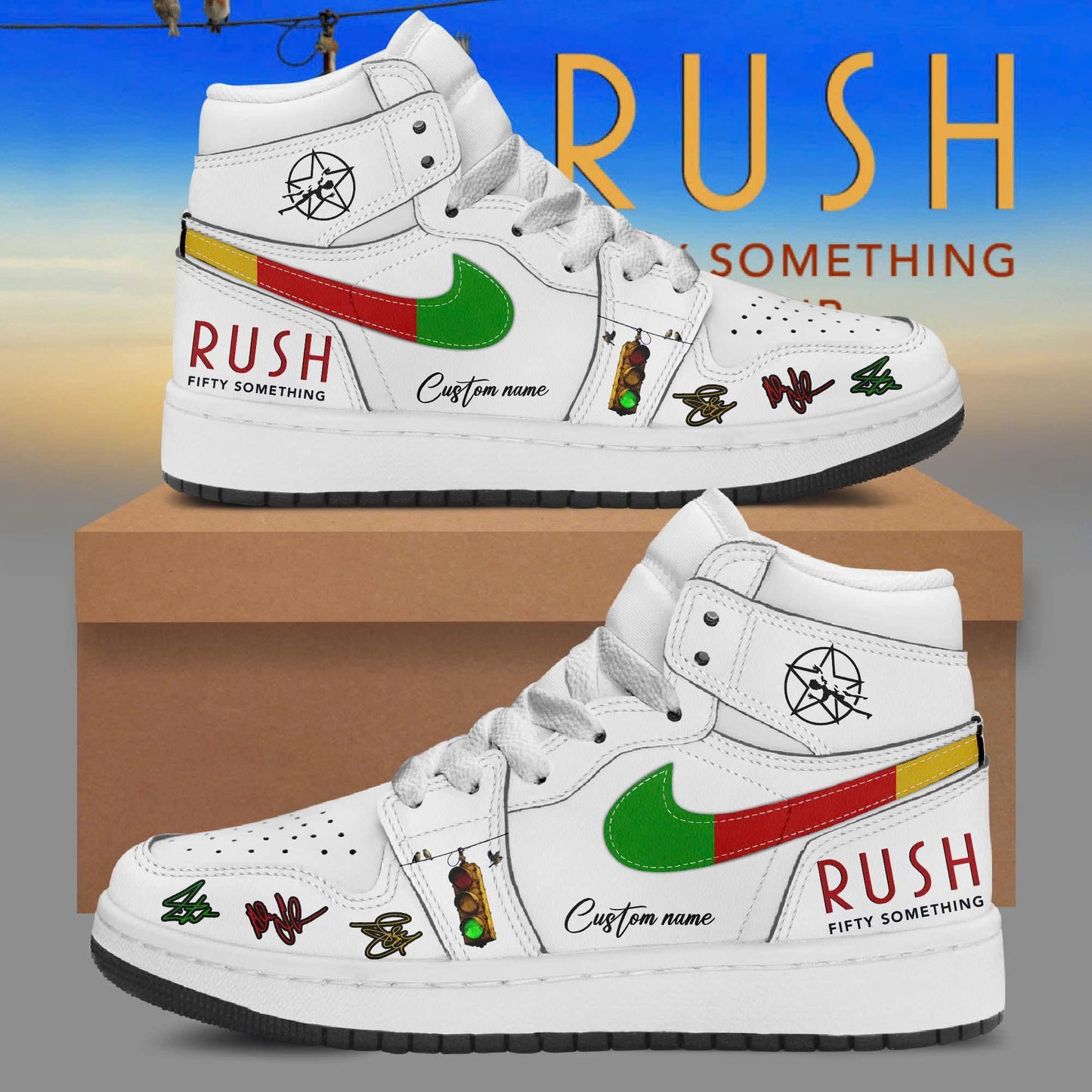 _Fifty Something Tour 2026 Personalized 3D High-Top Sneakers - White Star Edition