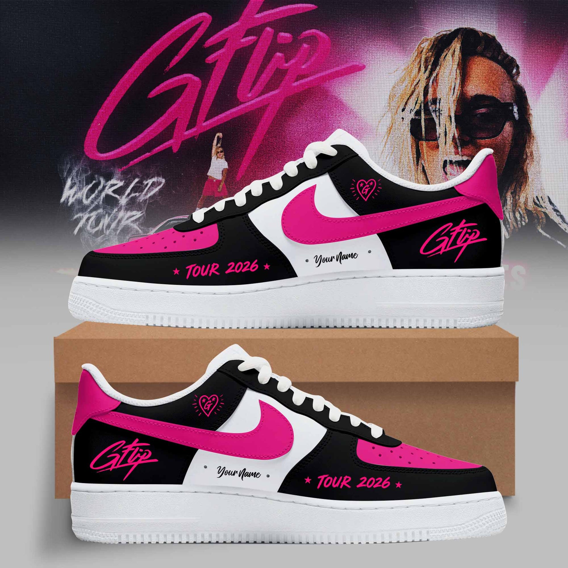 World Tour 2026 Premium 3D Sneakers - Pink Swoosh Custom Shoes