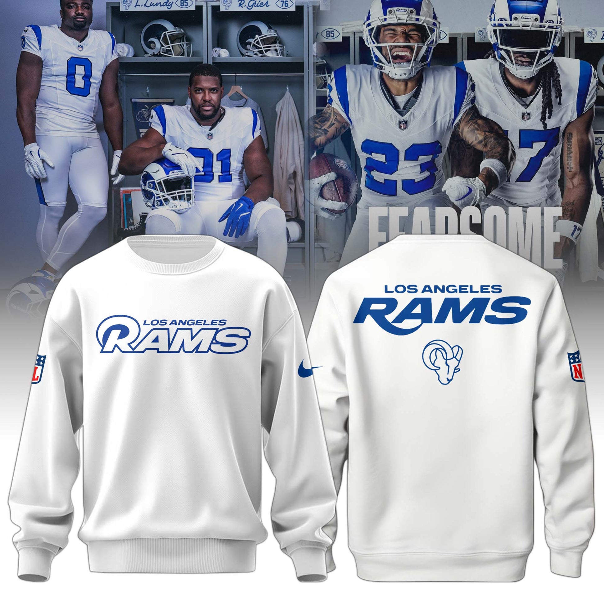 LAR Rams Classic Sol White Sweatshirt