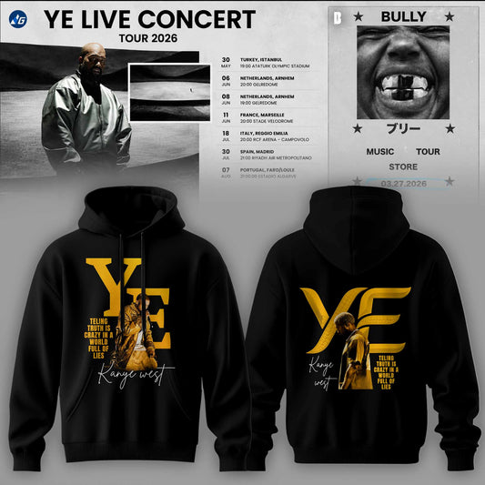 Bully Live Concert Tour 2026 Premium 3D Hoodie - Gold Edition