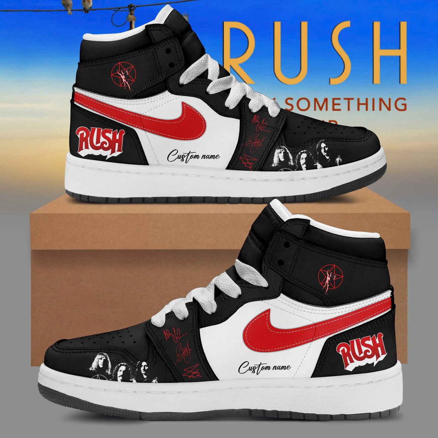_Fifty Something Tour 2026 Personalized 3D High-Top Sneakers - Vintage Black &amp; Red