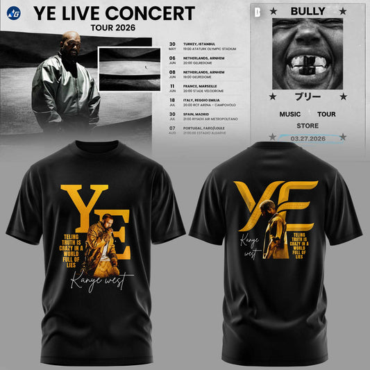 Bully Live Concert Tour 2026 Premium 3D T-Shirt - Gold Edition