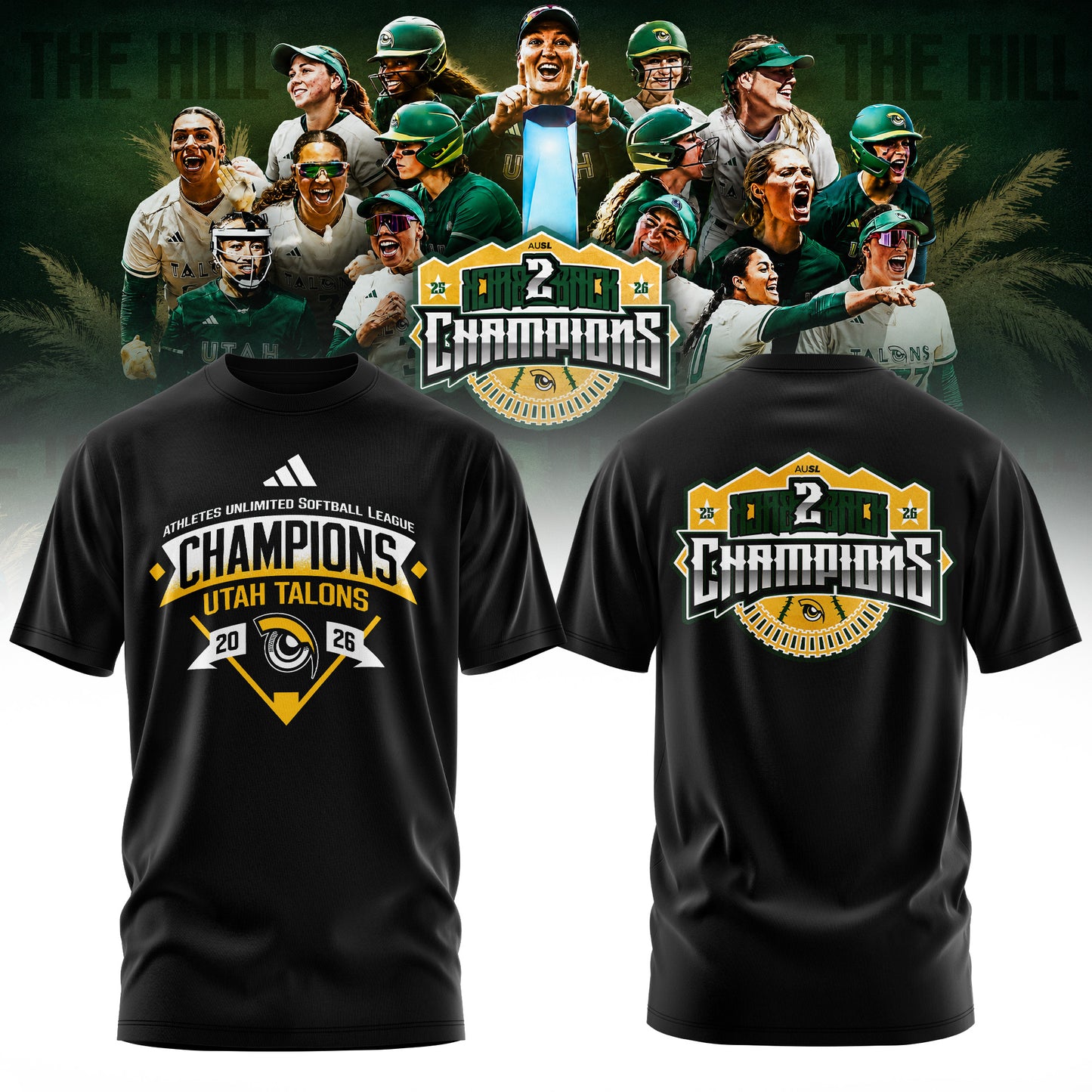 Utah Talons AUSL 2026 Champions Premium 3D All-Over Print T-Shirt - Midnight Black