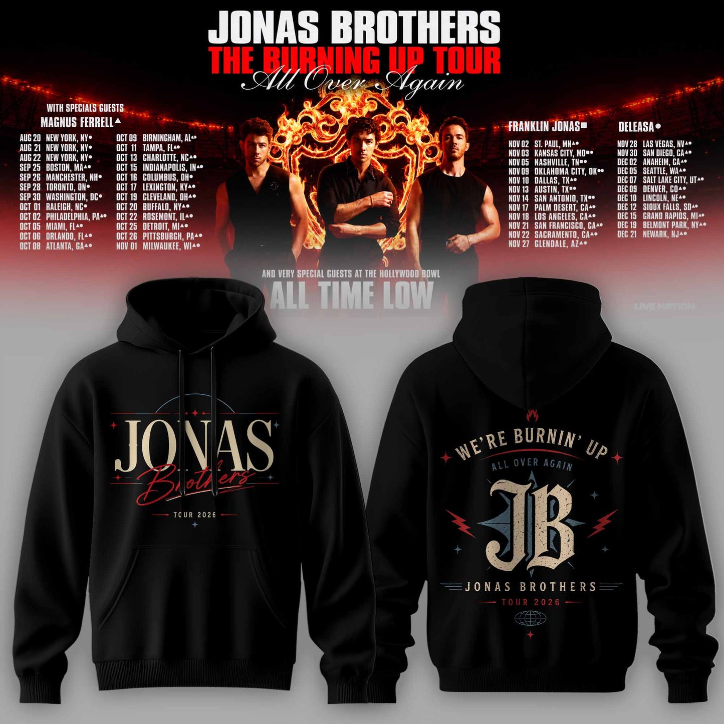.Jns Bros The Burning Up Tour All Over Again 3D All-Over Print Hoodie V8