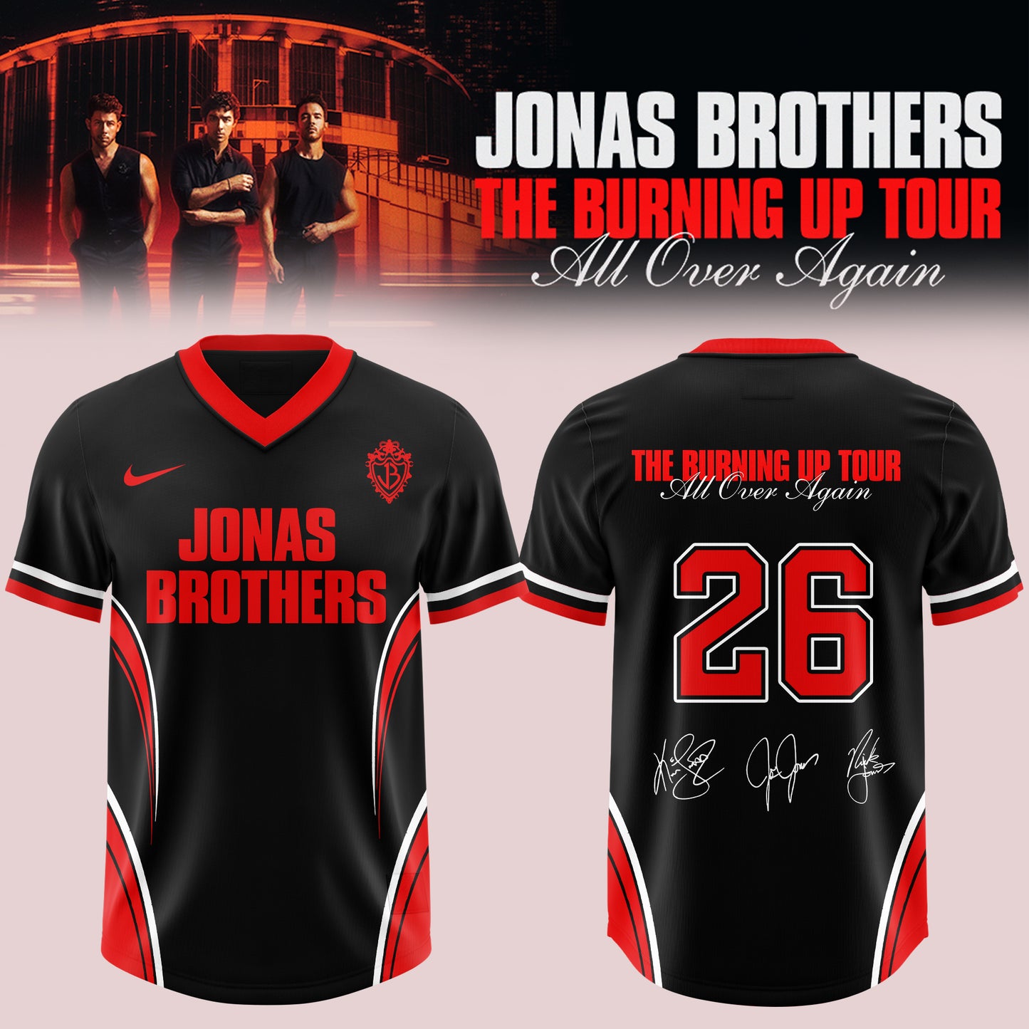 .Jns Bros The Burning Up Tour All Over Again 3D All-Over Print Football Jersey V2