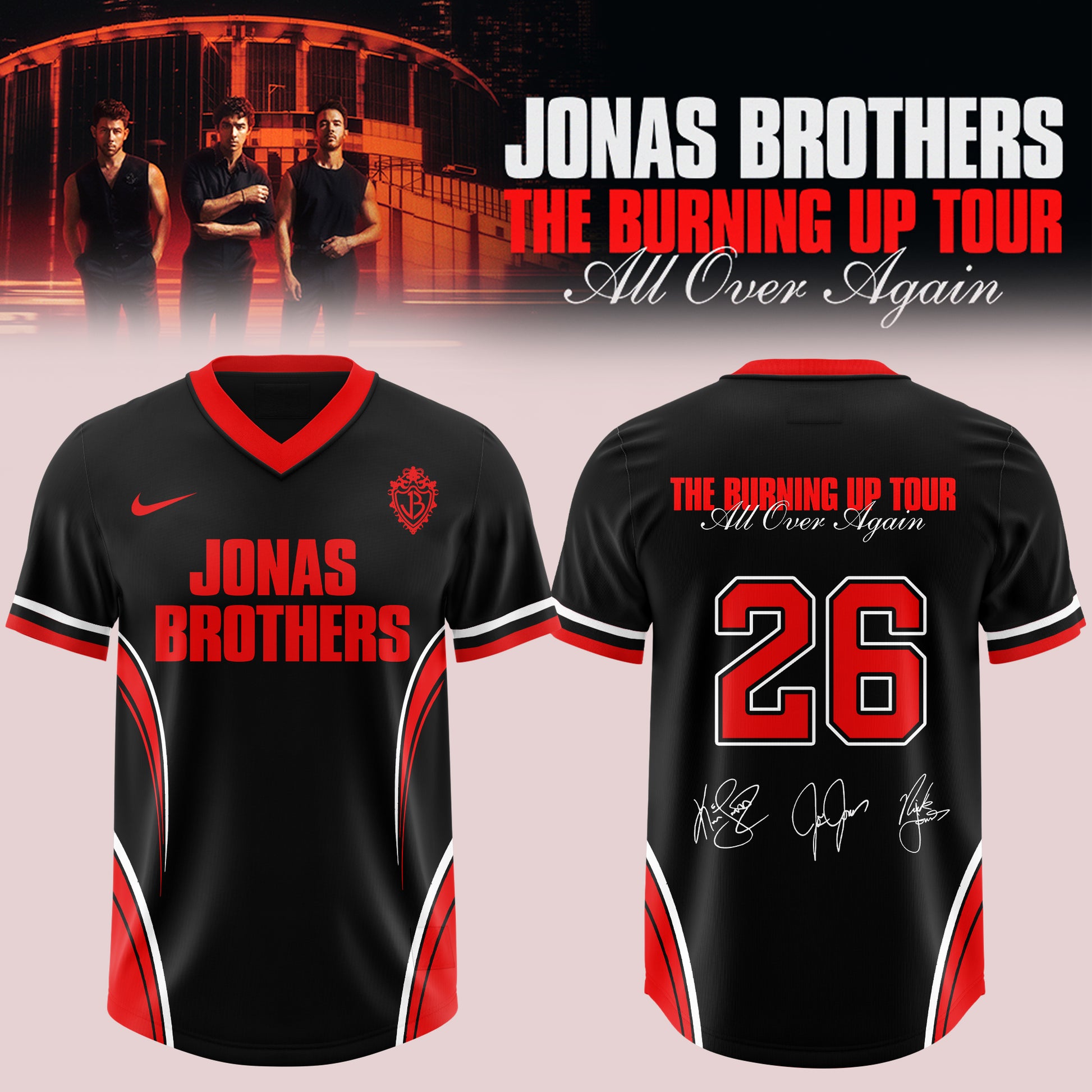 .Jns Bros The Burning Up Tour All Over Again 3D All-Over Print Football Jersey V2