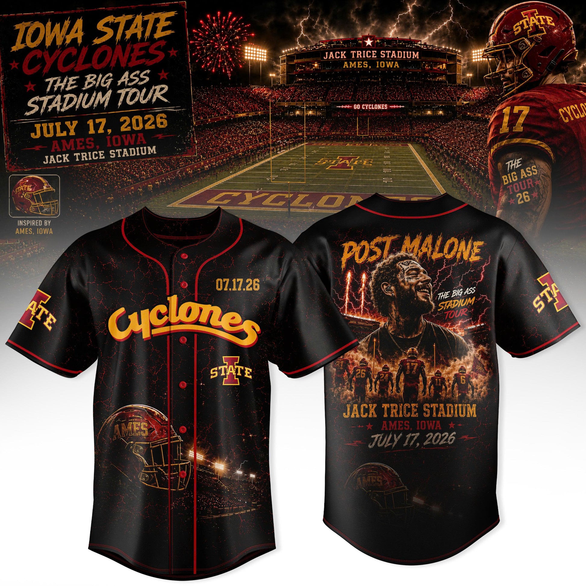 Post Malone Iowa State Cyclones Tour T-Shirt